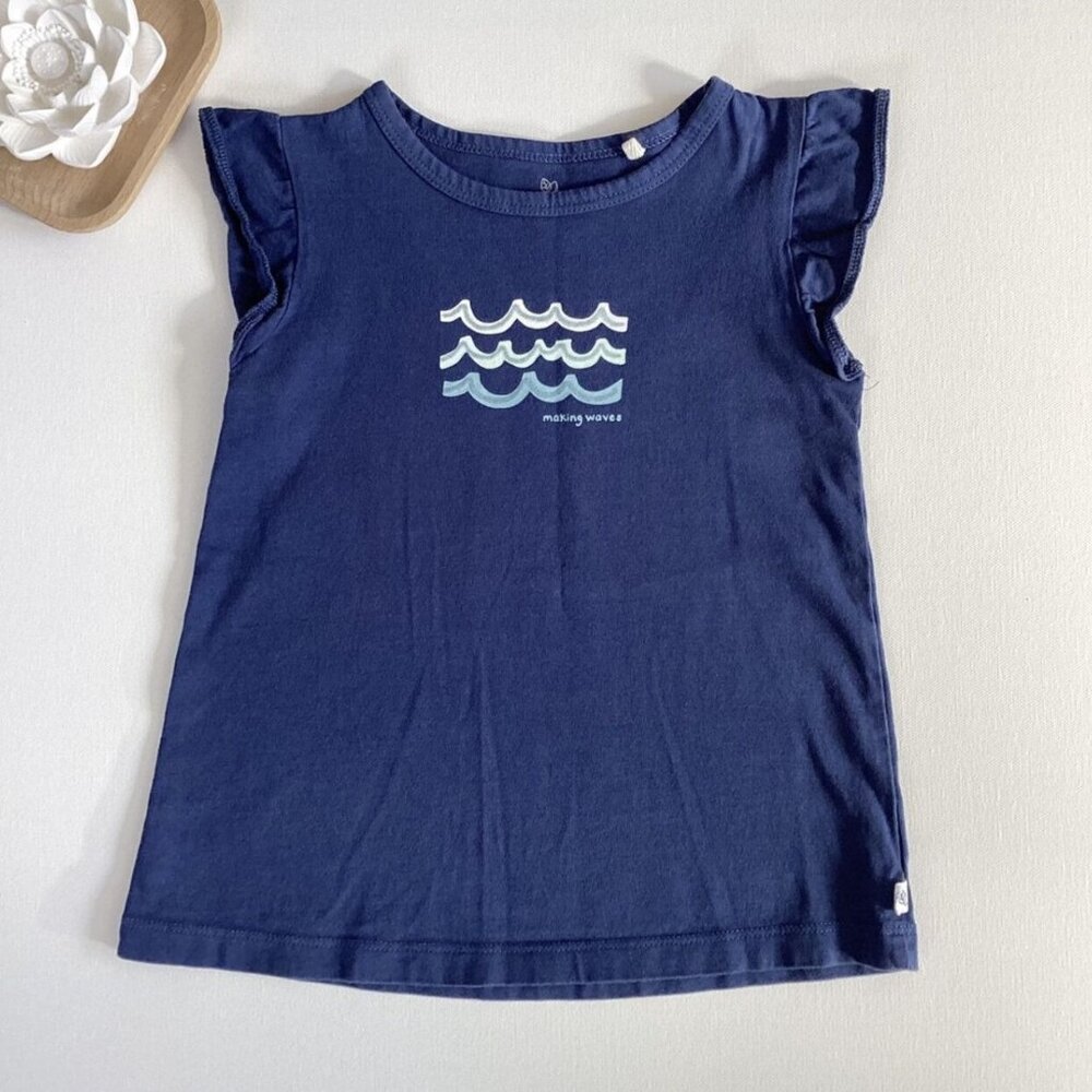 Oliver & Rain Blue Waves Flutter Sleeve Top